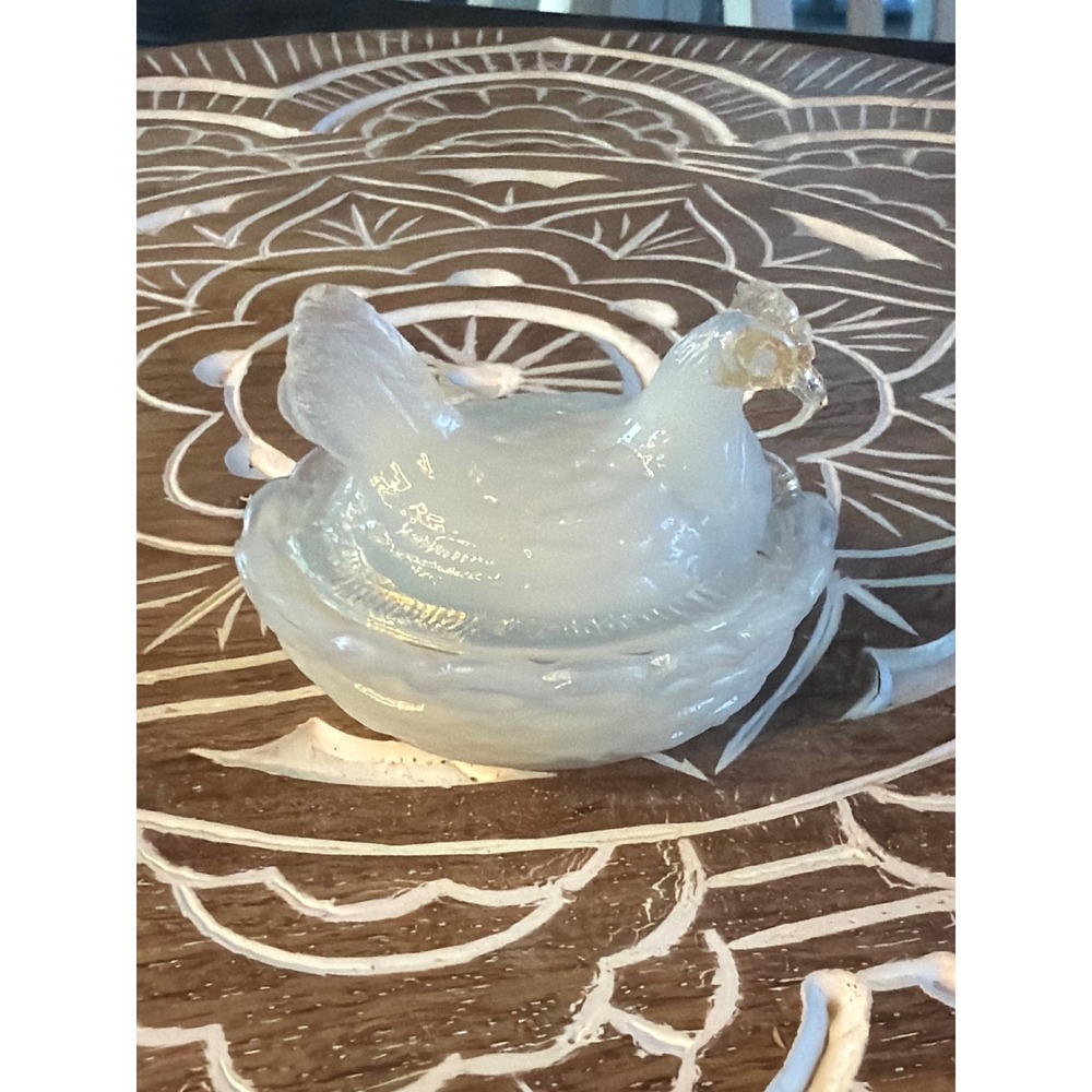 Vallerysthal Milk Glass Hen on Nest Salt Dip – Mini French Glass - As Found